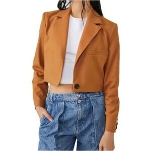 Free People-Block Party cropped blazer Amber/brown size Small-NWOT